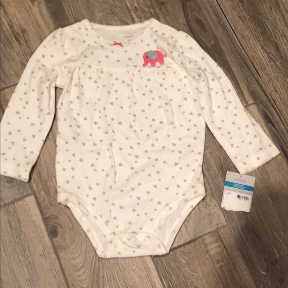 NWT Carter Girls Pink Elephant Long Sleeve Onsie